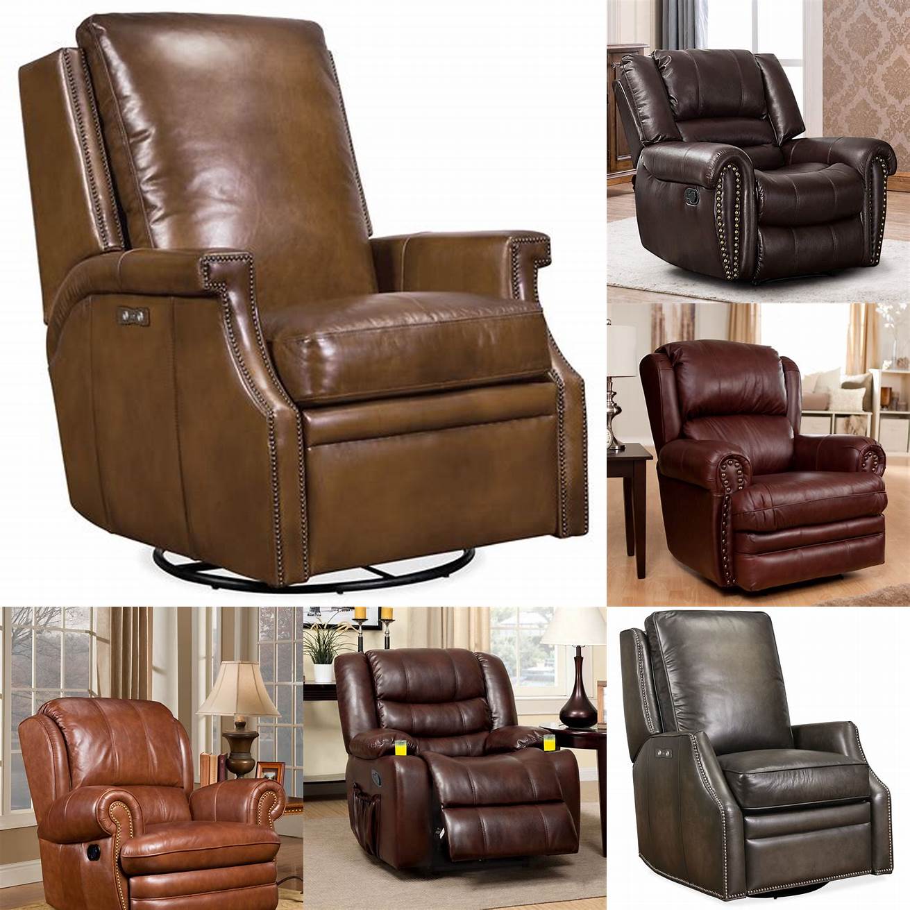 Recliner in a leather upholstery