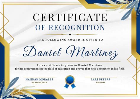 Recognition Award Template