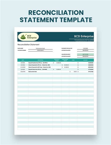 Reconciliation Template Excel