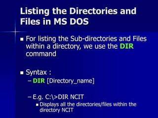 Recursive directory listing in DOS