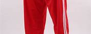 Red and White Adidas Track Pants