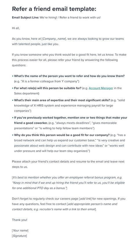 Refer A Friend Email Template