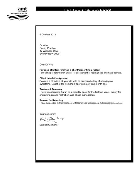 Referral Template Letter