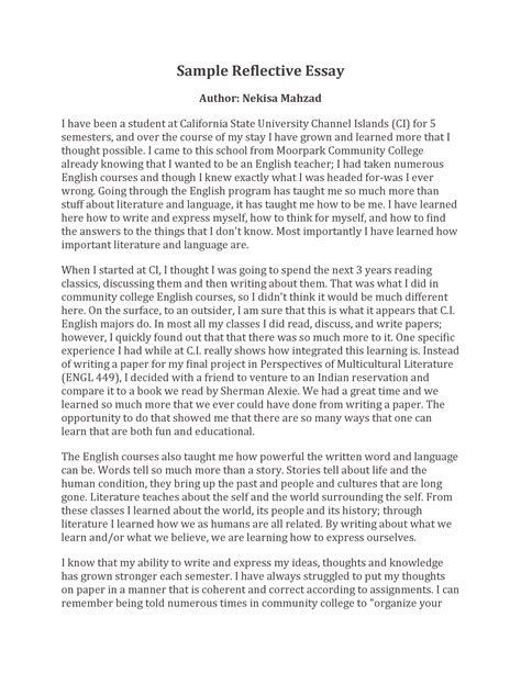 Reflective Writing Template