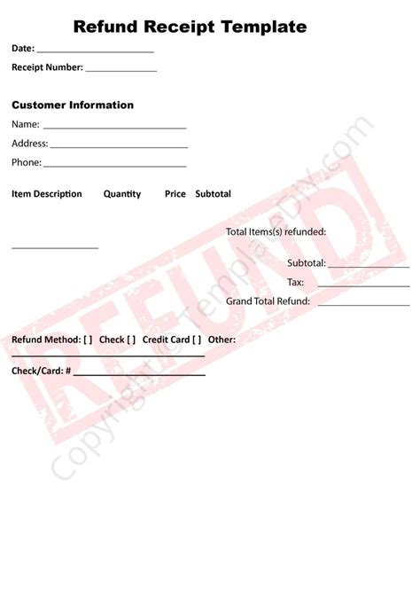 Refund Receipt Template