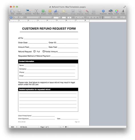 Refund Request Template Word