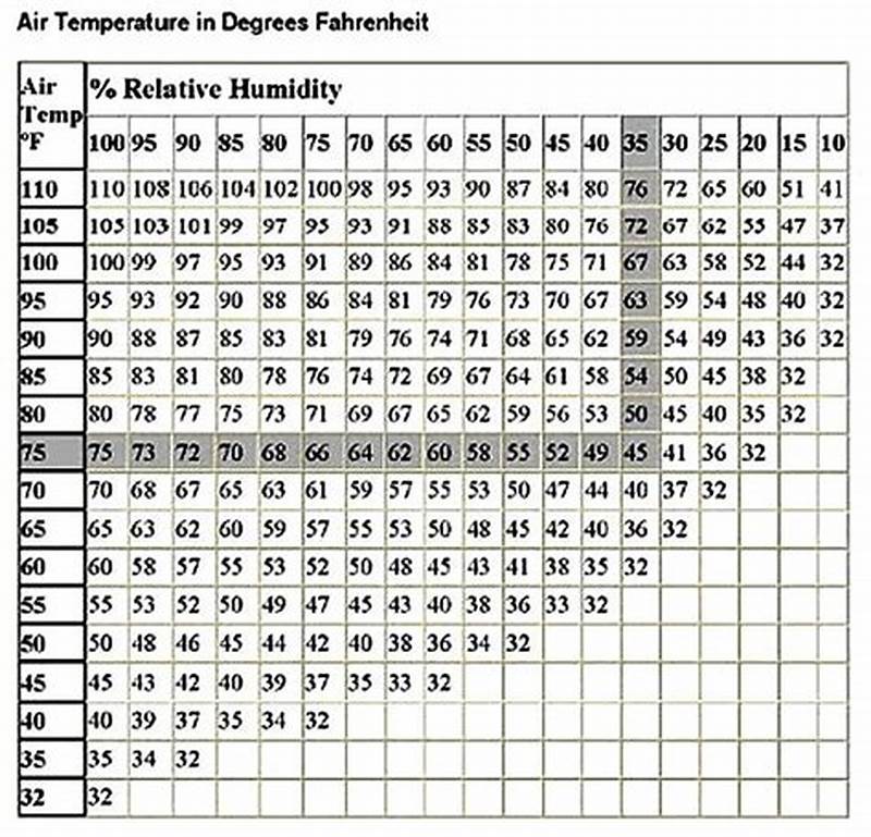 Relative Humidity Dew Point Chart