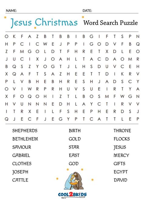 Religious Christmas Word Search Printable