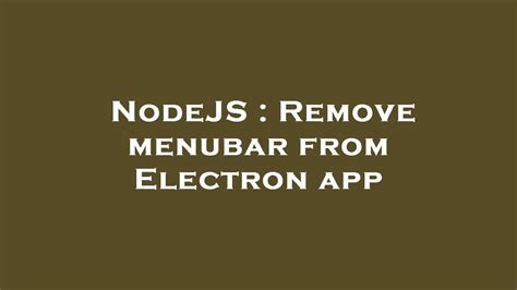 Remove menubar from Electron app