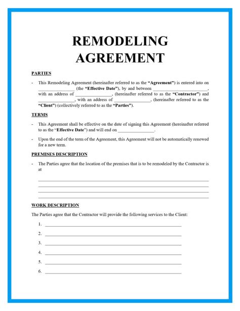 Renovation Contract Template