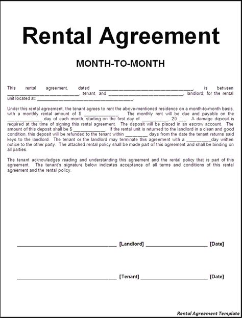Rent Contract Template Free