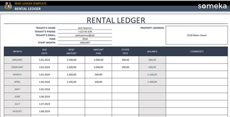 Rent Ledger Template Excel Free