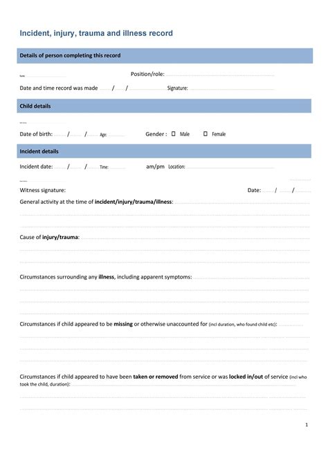 Report Form Template Word