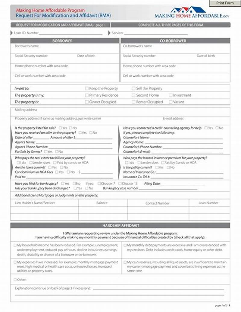 Request For Modification Assistance Form