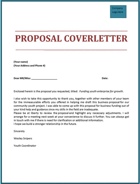 Request For Proposal Cover Letter Template