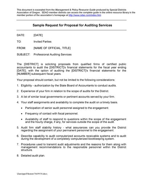 Request For Proposal Template