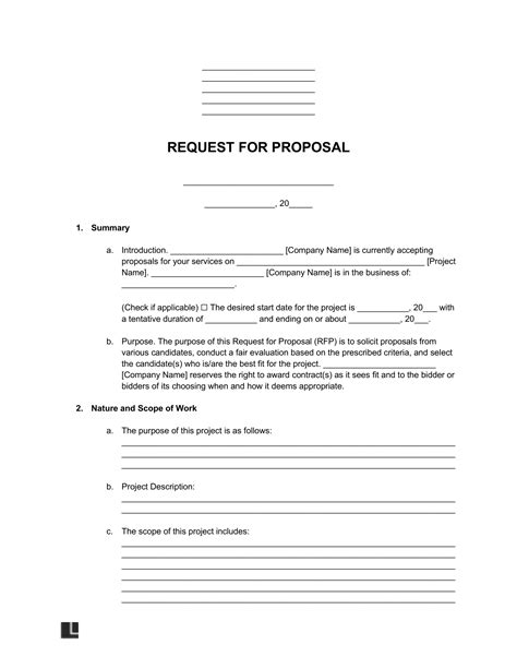 Request For Proposal Template Free