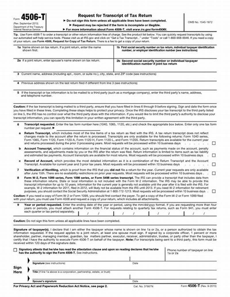 Request For Tax Transcript Form