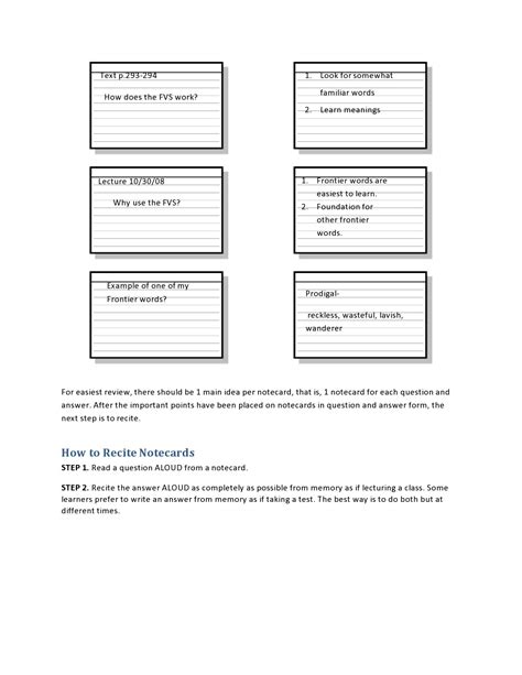 Research Paper Note Cards Template