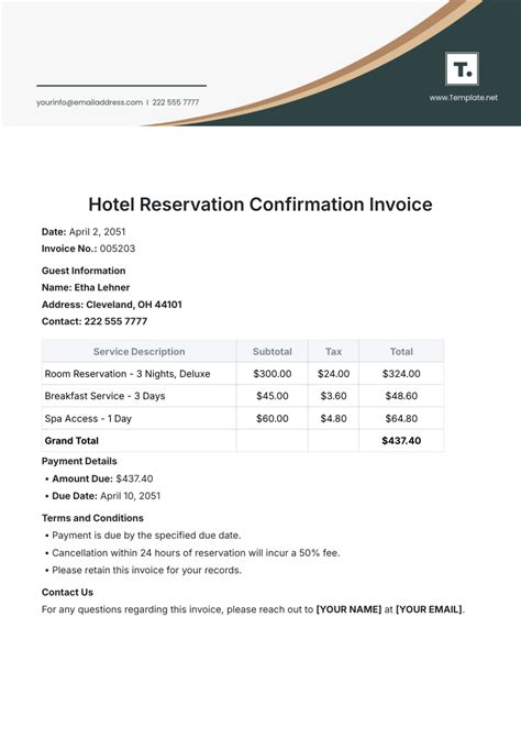 Reservation Confirmation Template