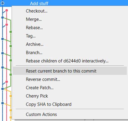 Resetting remote to a certain commit