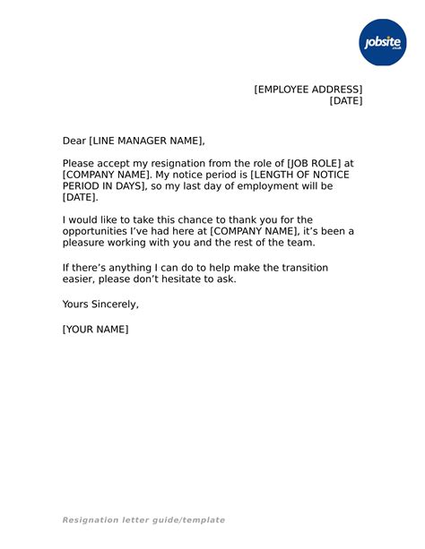 Resign Letter Template