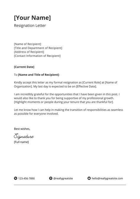 Resignation Letter Templates Free