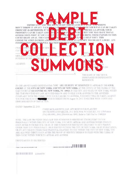 Responding To A Summons For Debt Collection Template