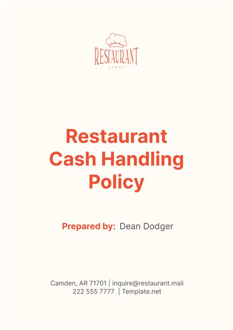 Restaurant Cash Handling Policy Template