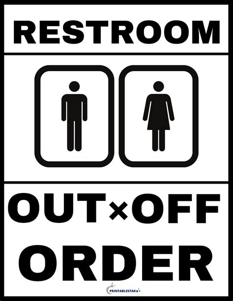 Restroom Out Of Order Sign Printable