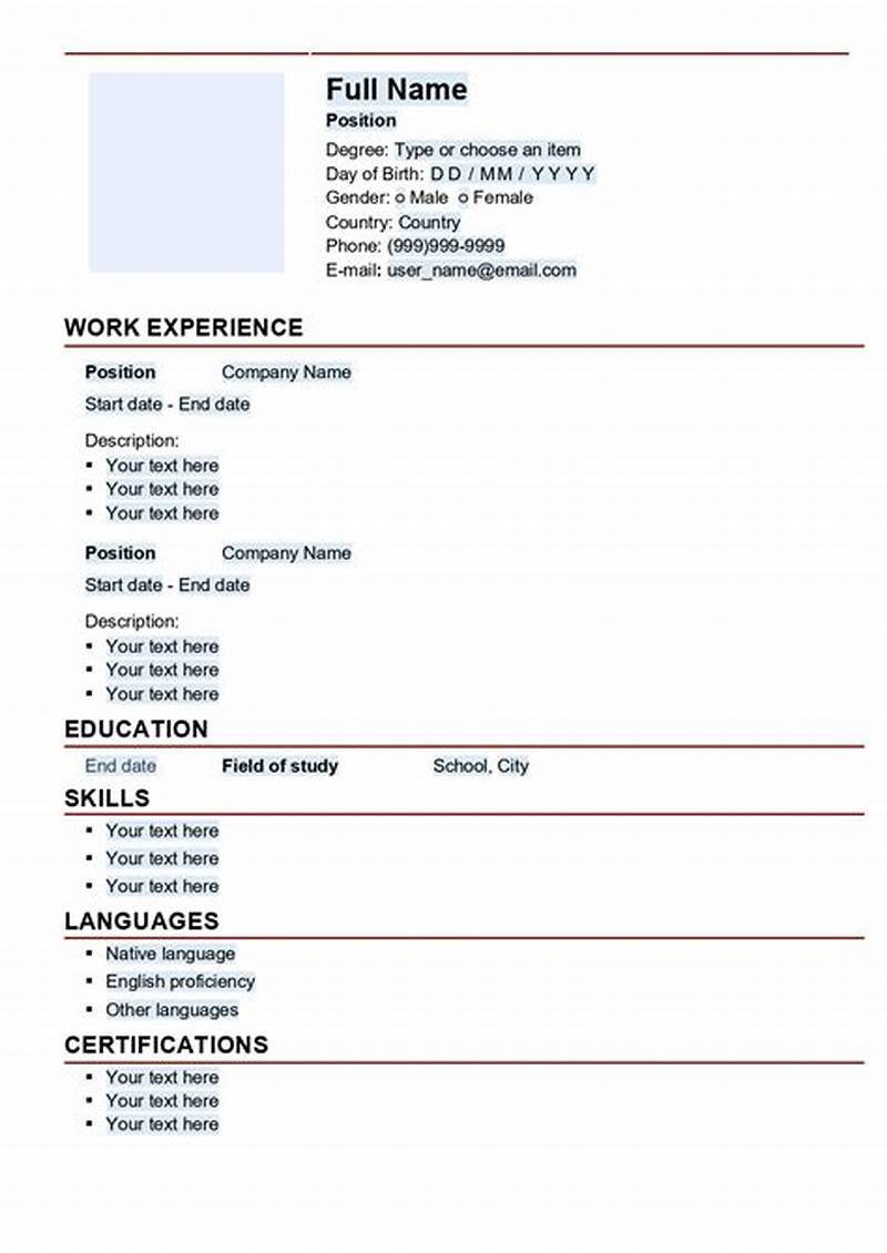 Resume Form Example