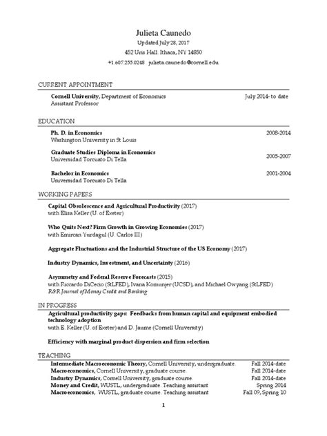 Resume Template Cornell