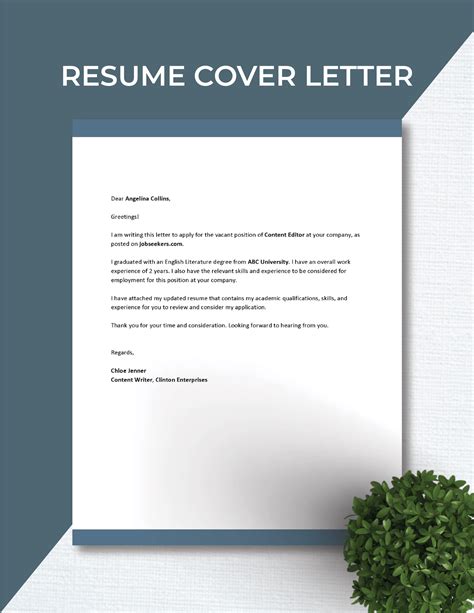 Resume Template Cover Letter Examples