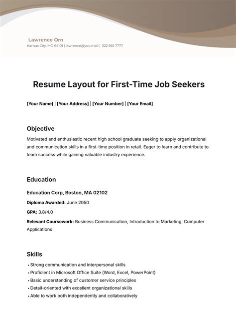 Resume Template For First Time Job Seeker