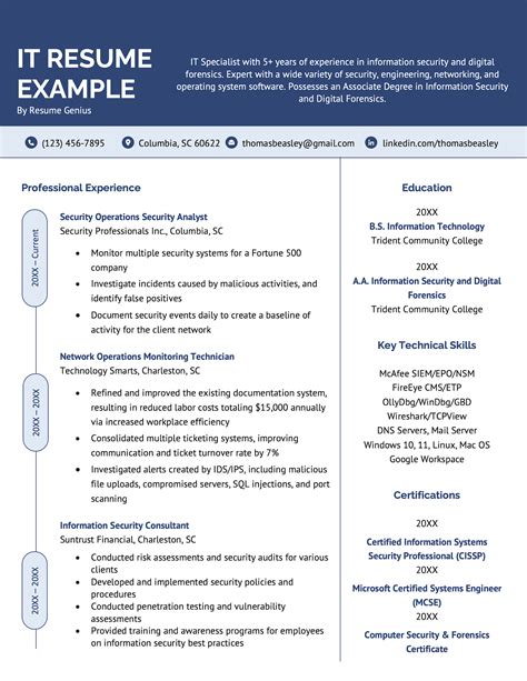 Resume Template For Information Technology