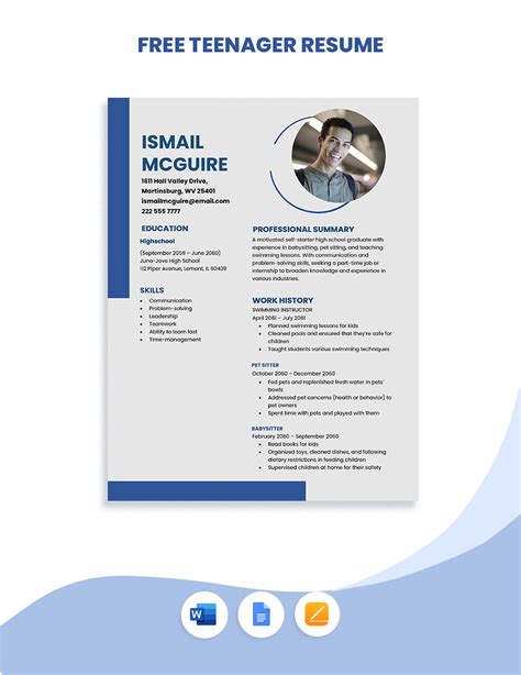 Resume Template For Teenager
