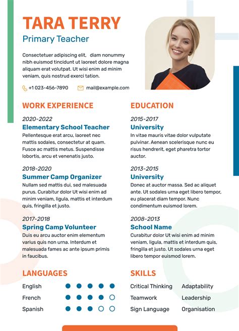 Resume Template Teacher