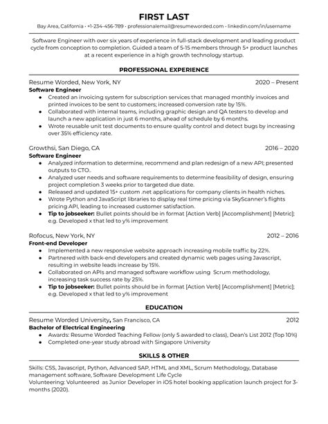 Resume Templates Engineer