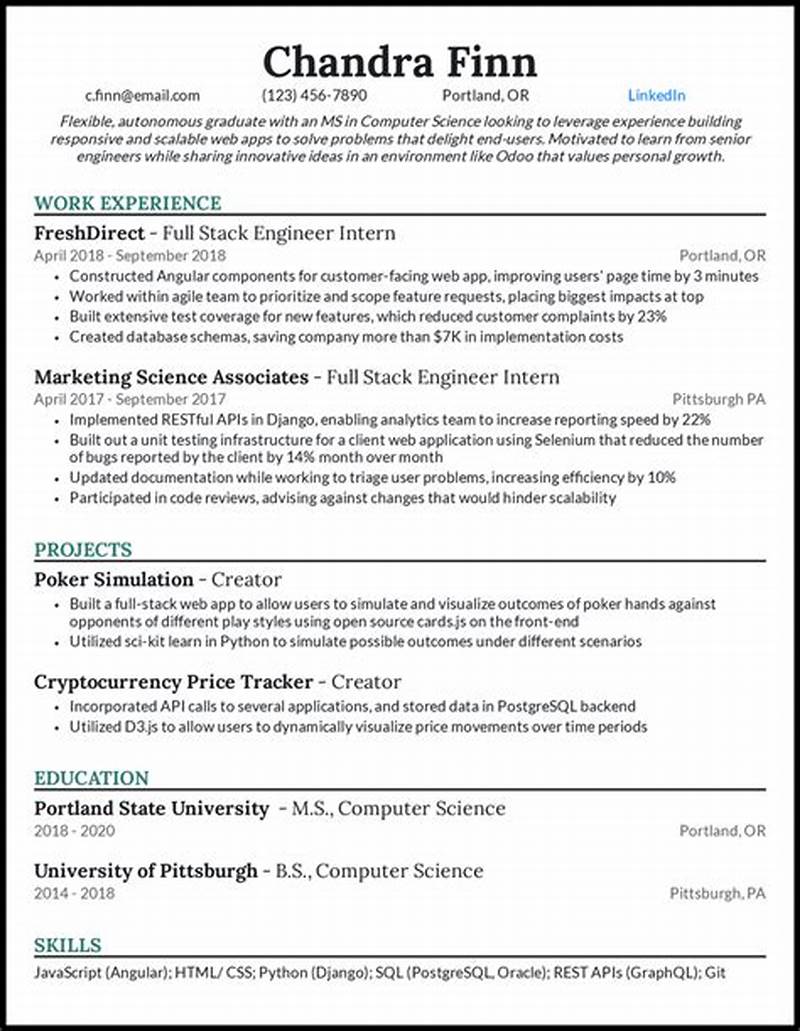 Resume Templates For Computer Science