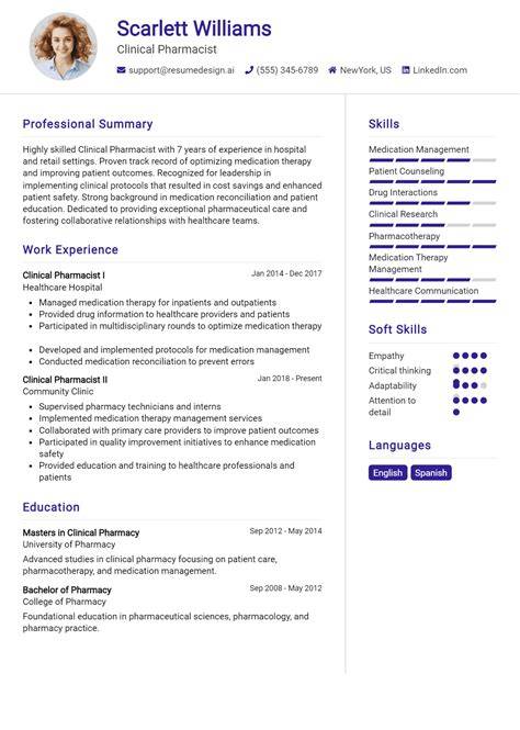 Resume Templates For Pharmacists