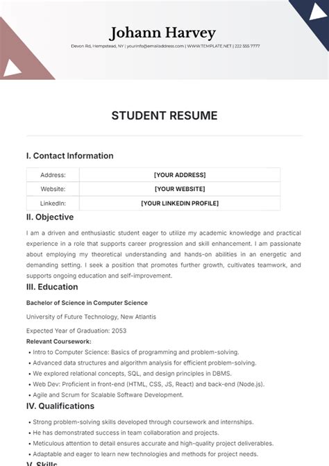 Resume Templates For Students With Little Experience