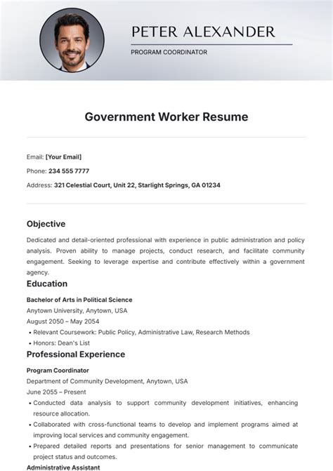 Resume Templates Government