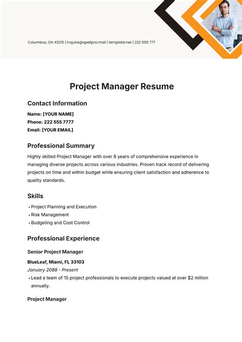 Resumes For Project Managers Template
