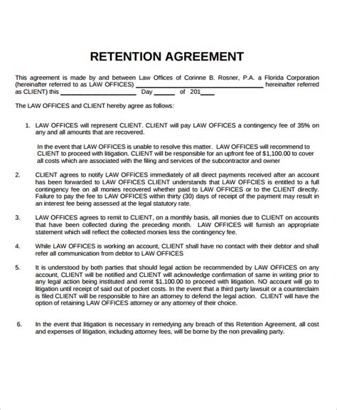 Retention Agreement Template