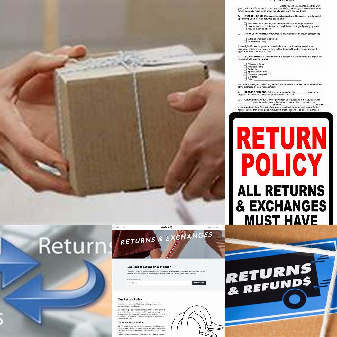 Return and exchange policies