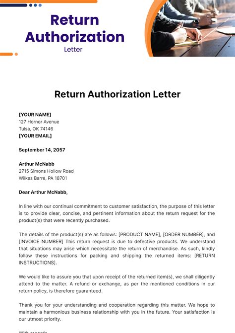 Return Authorization Template