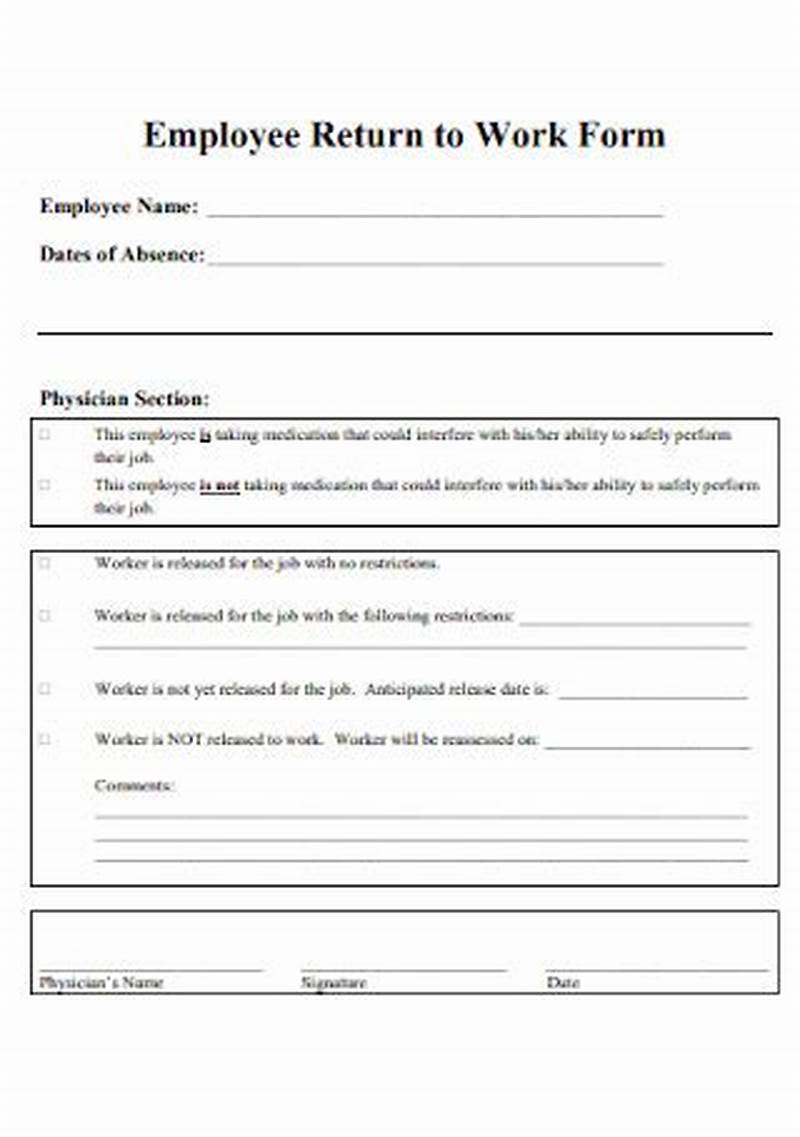 Return To Work Form Sample