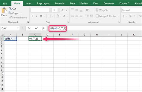 Return empty cell from formula in Excel