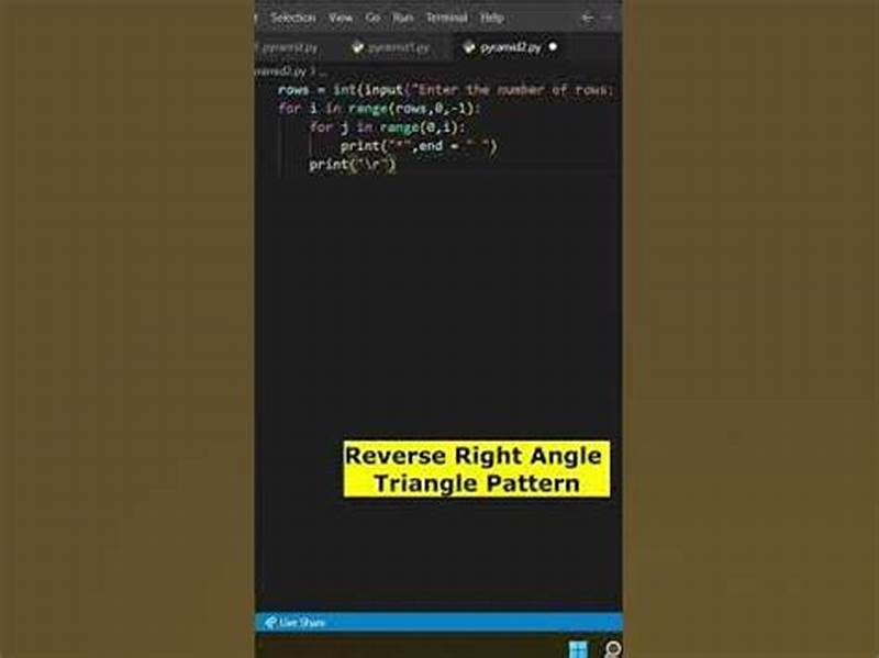 Reverse Right Angle Triangle Pattern In Python