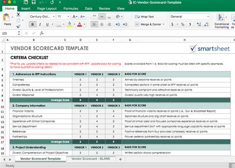 Rfp Scoring Template Excel